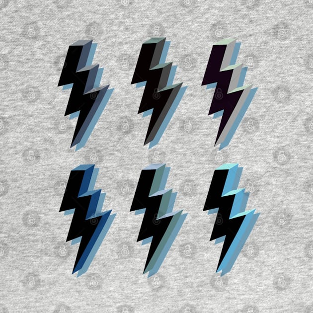 Varied Blues Lightning Bolt Collection by OneThreeSix